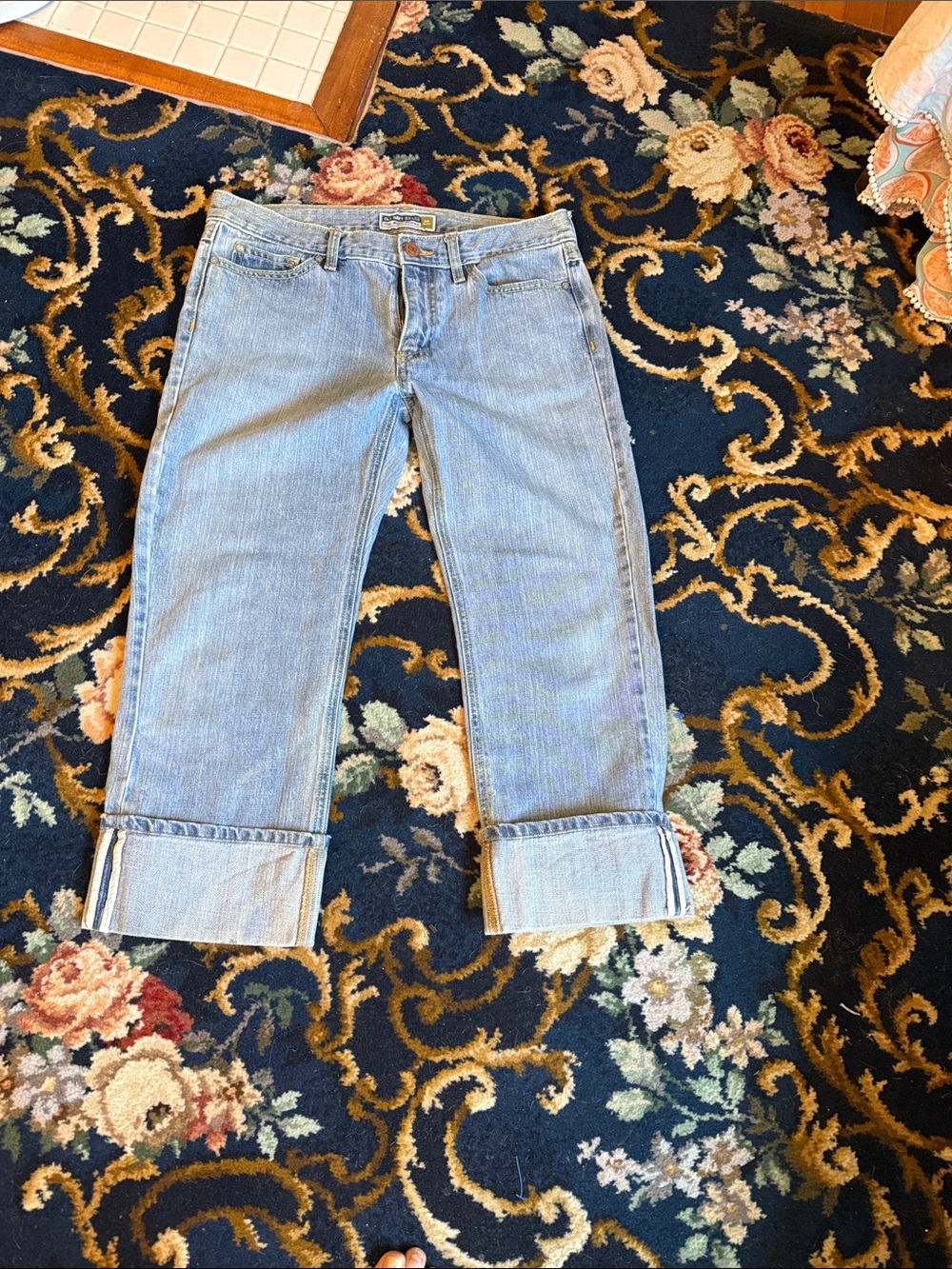 Old Navy Light Blue Cropped Jeans with Cuffed Hem- worn about 6 times